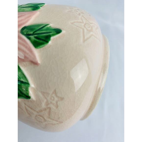 Vintage Made in USA Pottery Creamer Pitcher Pink with pink starflowers 6.5"h - Picture 9 of 9